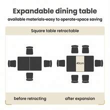 jiexi Extendable Dining Table And 4-6 Chair Set, 130-170cm Grey MDF Dining Table With Black PU Dining Chairs With Metal Legs For Kitchen, Living Room - Black - View 6
