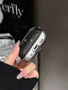1件高階奢華閃亮水鑽耳機保護殼，少女風全水鑽設計，防摔防丟，適用於 系列藍牙耳機保護殼 - 黑色 - 查看 3