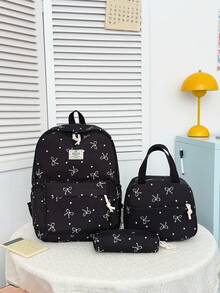 1 Set Back To School Backpack Set - College Style Bow/Polka Dot Pattern, Includes Backpack, Lunch Bag And Pencil Case, With Laptop Compartment, Adjustable Shoulder Straps And Multiple Pockets, Large Capacity School Backpack Set, Multi-Functional Daypack Set, Suitable For Girls/College Students/Graduate Students Daily Use/Vacation/Travel/Back To School - 2327 - View 17