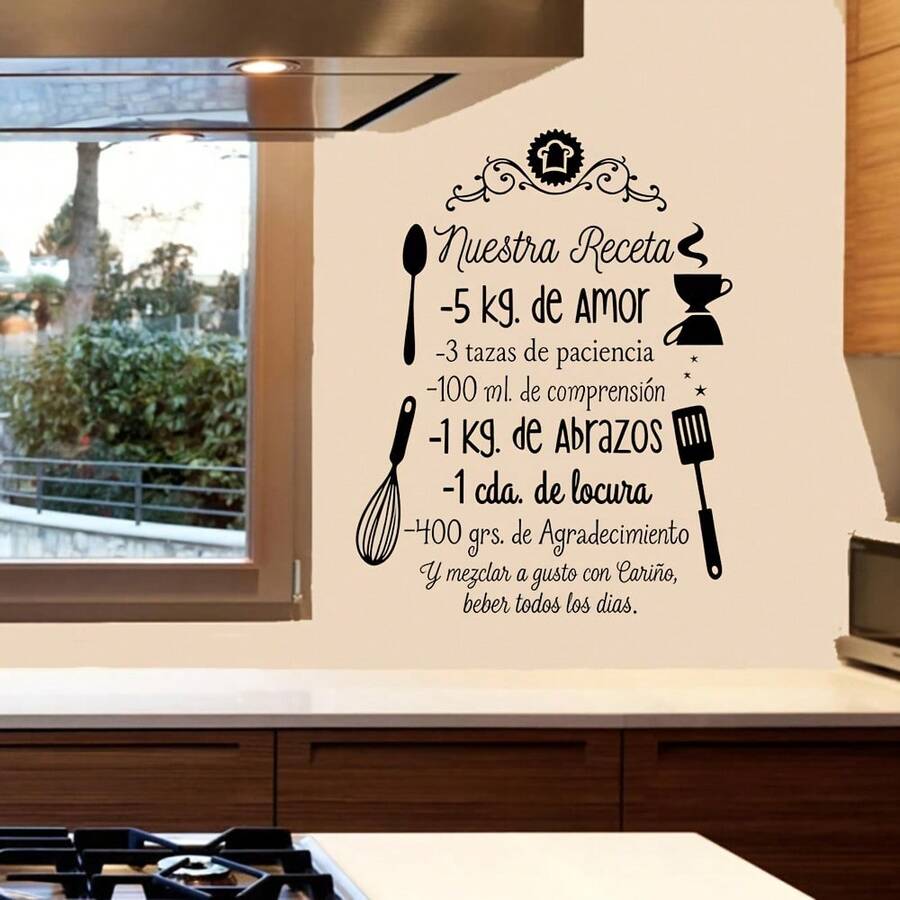 Kitchen Inspirational Stickers, Blue Star Gifts, Wall Decals, Our Recipes - C - View 1
