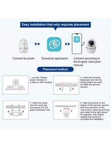 WJG 1pc Wireless WiFi Security Camera, 2.4GHz WiFi Indoor Monitoring, Supports Auto Tracking, Alarm Notification And Full Color Night Vision - White - View 5