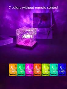 1pc Round Projection Lamp, Night Light, Led Lights, Lamp With Rotating Water Wave Dynamic Effect, USB Powered, 7Colors & 16 Colors Options, 16 Colors With Remote Control, Night Light, Suitable For Room, Living Room, Bedroom Decor, Room Decor - Multicolor - View 18