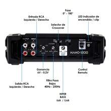Amplificador de Audio para Auto Monoblock Nano1200 Steelpro | Subwoofer 2 Ohm Estable - Negro1 - Ver 2