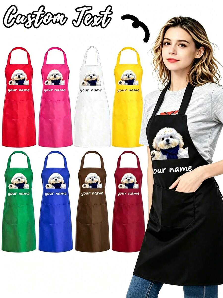 Customizable Apron With Text And Personalized Photos, Custom Logo Chef Apron For Cooking Kitchen, Multi-Purpose Gift For Birthday Anniversary Housewarming Wedding - Multicolor - View 1