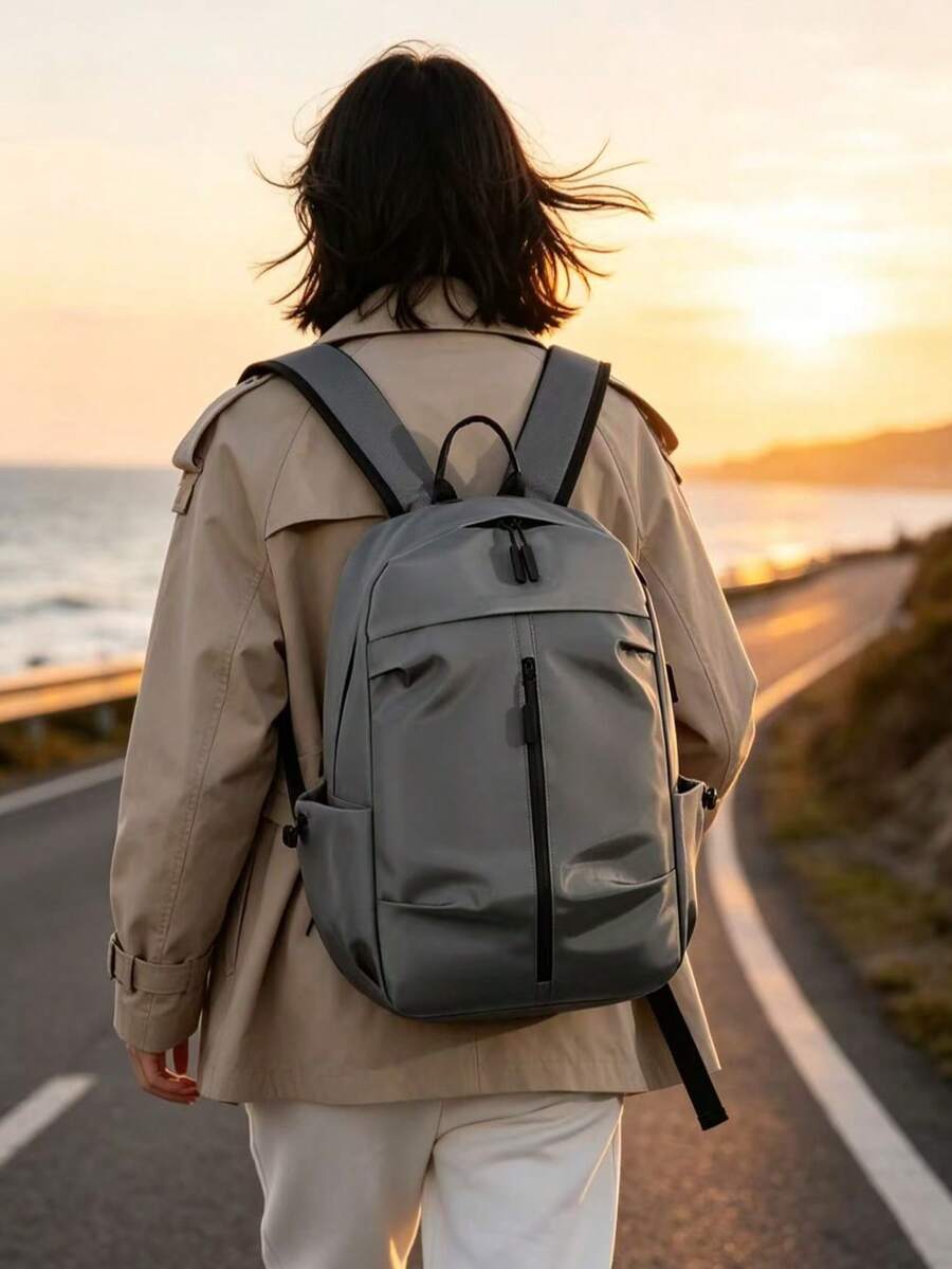 Ransel Wanita Minimalis Warna Polos dari Nilon, Ringan, Tahan Air, Cocok untuk Bisnis, Perjalanan, dan Penggunaan Sehari-hari, Ransel Kasual Kapasitas Besar dengan Banyak Kantong, Cocok untuk Kantor, Kerja, Perjalanan, dan Sekolah.