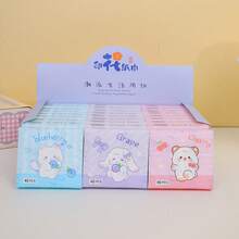 120pcs 3-Ply Thickened Cartoon Printed Facial Tissues, Portable Small Size Handkerchief, Wooden - Tissues - View 4