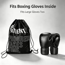 FIVING 1 pieza Mochila de boxeo con cordón, gran capacidad, bolsa de deporte portátil para entrenamiento de baloncesto, almacenamiento de equipo de Muay Thai, kickboxing y entrenamiento - Negro - Ver 3