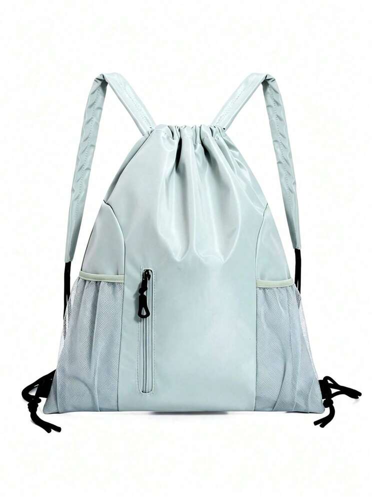 1pc/8pcsTrending Waterproof Drawstring Backpack, Multi Pocket Lightweight Sports Gym Sackpack, Zipper Side Mesh Pocket Daypack, Large Capacity Travel Swim Bag, Minimalist Casual Rucksack Gift For Women Outdoor Workout School - Multiple Styles - View 12