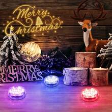 1/2/4/6/10 Pcs Waterproof LED Lights, 16 Color Changing Remote Control Underwater Lights For Aquarium, Vase, Bathtub, Hot Tub, Halloween, Christmas, Swimming Pool And Party Decoration - White - View 7