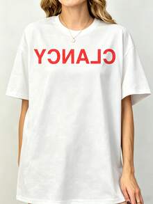 Twentyss Oness Pilotsss Europe Tour Breach Concert Oversized Fit T-Shirt Alternative Rock Mirrored Red Text White Unisex Top - White - View 1