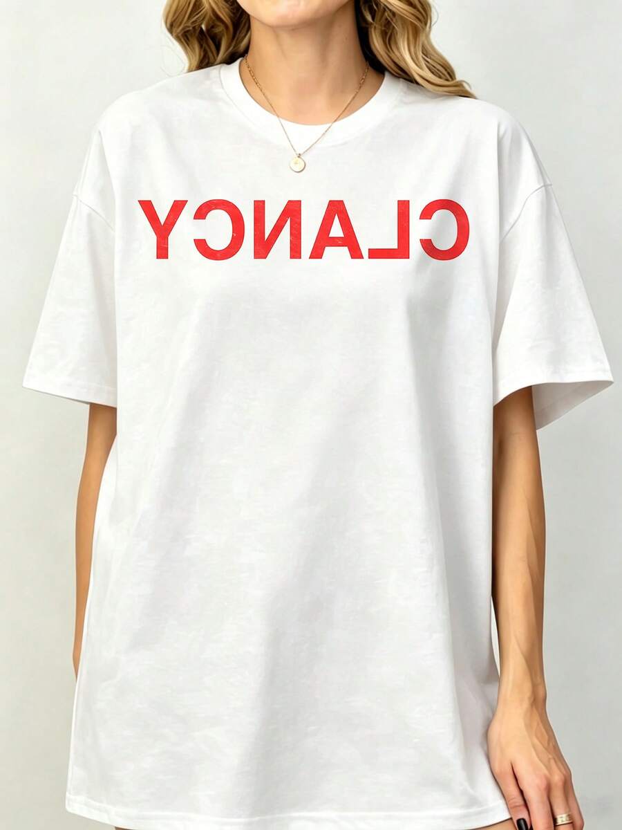 Twentyss Oness Pilotsss Europe Tour Breach Concert Oversized Fit T-Shirt Alternative Rock Mirrored Red Text White Unisex Top - White - View 1