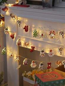 30/10 LED Santa Claus String Lights With Festive Iron Frame, Battery Powered, Ideal For Christmas Tree, Window Display, Fireplace Mantel, Holiday Party And Cozy Home Decor - Multicolor - View 8