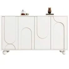 Sideboard (120*35*71cm), Storage Unit For Dining Room And Living Room, Sideboard With Storage Space, Anti-Tip, Modern, Sleek Design Sideboard With Adjustable Top, White (N620P240714W) - 白色 - 查看 1