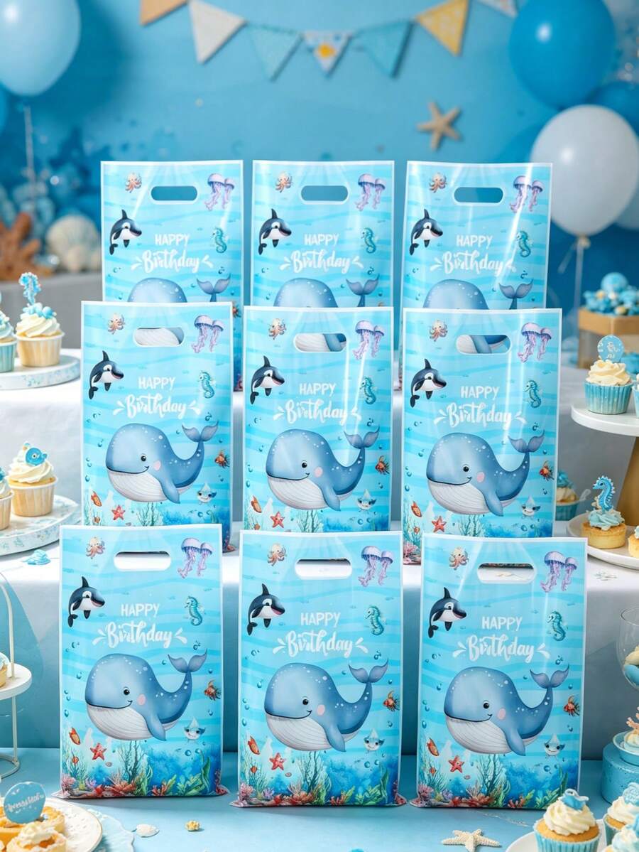10/25/50pcs Ocean Animal Theme Gift Bags, Ocean Theme Birthday Party ...