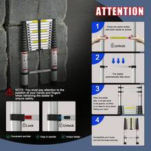 Aluminium Telescopic Ladder Multi-Purpose Folding Telescoping Ladder Foldable Ladder Extension Ladder Extendable Portable Loft Ladder Lightweight For Outdoor Indoor Work, 330lb Capacity(2 - Aluminium Telescopic Ladder - View 4