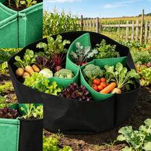 1 pièce Sac de plantation en feutre respirant avec trou rond, convient pour la plantation verticale, la croissance des tomates, des fraises et des semis de légumes - Noir et vert - Voir 3