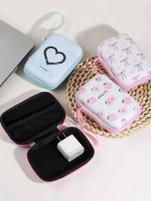 Bow Shaped Love Earphone Data Cable Charger Storage Bag Earphone Storage Box Anti Drop Zipper Bag Cartoon Creative - Multicolor - View 3