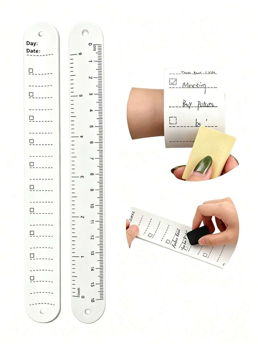 1pc Reusable Faux Leather Wrist Notebook With Ruler, Grid Lines And Uncoated Edges, Suitable For Students, Nurses, Teachers, Can Be Used For Work Planning, Task Management And To-Do List