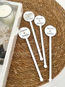 Personalized Wedding Drink Stirrer Custom Name Stir Sticks For Weddings Gold Silver Mirror Acrylic Cocktail Stirrer Bar Event Decors Wine Charm Name Stirrers For Party Guests - Multicolor - View 6