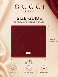 Gucci Burgundy Square Scarf, 41*40cm, Soft Skin-Friendly Absorbent, Comes With Gift Box, Delicate No Shedding, Perfect For Holiday Gifts And Personal Use - Burgundy - View 10