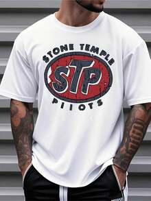 Camiseta unisex de algodón con diseño gráfico del logotipo de la banda Stone Temple Pilots (STP), regalo para conciertos de rock, para hombres y mujeres, ropa casual, ropa urbana, top de mod - Blanco - Ver 1