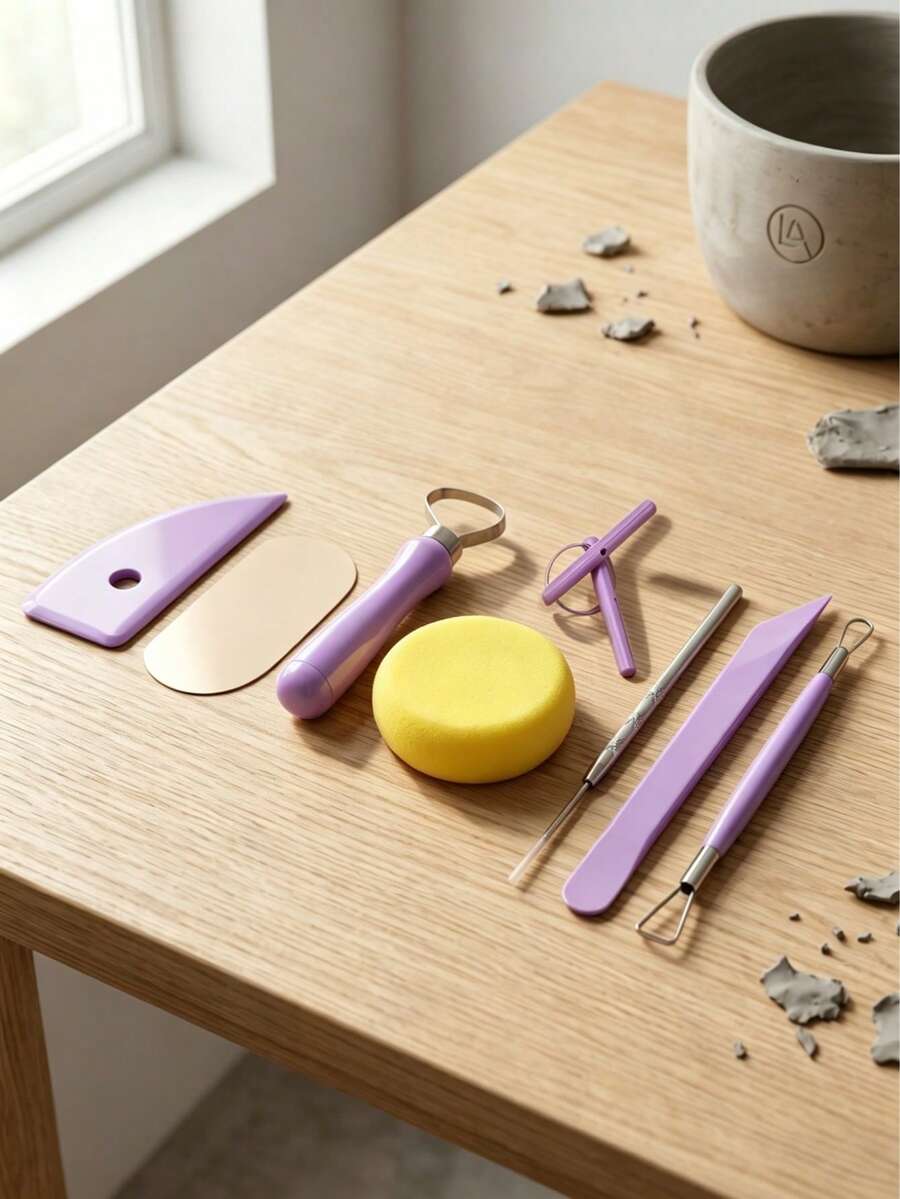 8/1PC Pottery Tools,Clay Tool Set, Practical Polymer Carving Tool Kit, Air-Dry Clay Tool Set, Suitable For Adults, Pottery Crafts, Dotting, Drawing, Shaping, Modeling - Multicolor - View 1