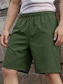 1件青少年男孩運動寬鬆口袋休閒短褲 百慕達短褲 戶外短褲 春夏返校季 - 軍綠色 - 查看 5