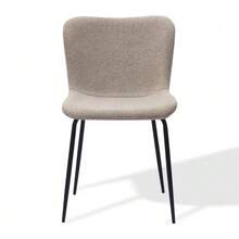 Modern Dining Chairs With High Rounded Backrest, Fabric Upholstery And Metal Legs (3 Colors) | Set Of 2 - Khaki - View 2