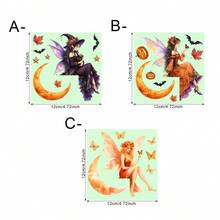 1/3件螢光夜光萬聖節女巫與仙女牆貼，發光新月、蝙蝠、南瓜、楓葉圖案DIY自黏貼紙，女巫角落裝飾，適用於燈開關、門框、牆面，魔幻驚悚萬聖節派對居家房間裝飾 - 彩色 - 查看 2
