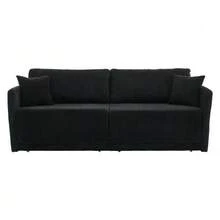 Modern Minimalist Fabric Sofa With Multifunctional Conversion: Comfortable Sofa Bed For Living Rooms, Offices And Studios, Foldable Double Sofa Bed For Small Apartments. - 黑色 - 查看 1