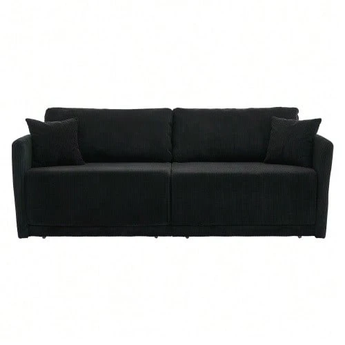 Modern Minimalist Fabric Sofa With Multifunctional Conversion: Comfortable Sofa Bed For Living Rooms, Offices And Studios, Foldable Double Sofa Bed For Small Apartments. - 黑色 - 查看 1