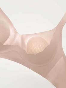 SUJIIN Women's Plus Size Jelly Comfortable Full Coverage Soft Support Push-Up Wireless Seamless Elastic Bra MX219 - Baby Pink - View 4