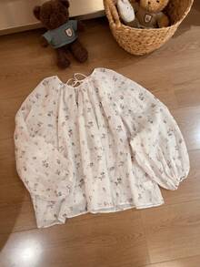 New Women's Spring/Summer Minimalist Elegant Printed Lightweight Cool-Touch Sun-Protective Breathable Blouse - Apricot - View 6