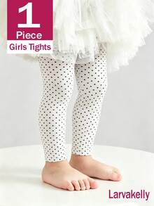 3/1 pieza Mallas ajustadas dulces y lindas para bebé niña, con patrón de pequeños lunares, estilo vintage dulce, adecuadas para primavera, otoño y todas las estaciones, uso diario - Multicolor - Ver 11