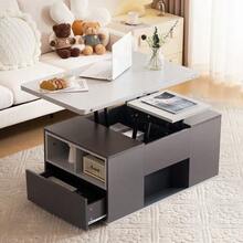 =313593594GAA Liftable Multifunctional Coffee Table - Tabletop Opens To 2 Tables, Dark Grey + Light Grey, Large Capacity, Modern Living Room Furniture, Office Dining Table Side Table Multifunctional Table - 灰色 - 查看 5