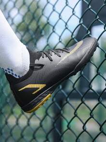 Men's Professional Turf Soccer Shoes, Suitable For Competitive Matches And Daily Training, Lightweight, Durable, Anti-Slip, Quick-Dry Design, Strong Grip, Ankle Protection, Suitable For All-Season Outdoor Sports - Black - View 9