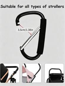 1pc Heavy Duty Multi-Function Stroller Hook With EVA Handle - Durable Aluminum Alloy Material, Suitable For Shopping And Stroller Accessory Storage, Stroller Accessories - Multicolor - View 4