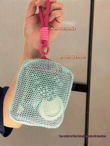1 pieza Bolsa de almacenamiento de malla transpirable portátil, organizador multifuncional pequeño con cremallera para cosméticos & electrónicos, caja de malla de color contrastante portátil, adecuada para viajes y artículos pequeños diarios (color de cordón aleatorio) - Multicolor - Ver 16
