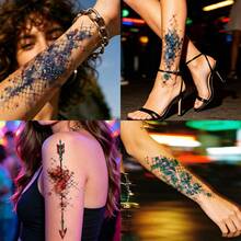 4pcs Fish Scale Temporary Tattoo Stickers, Body Tattoo Decoration, Waterproof Temporary Tattoo, Easy To Apply Makeup Accessories, Party Makeup Supplies - Multicolor - View 3
