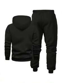 Men's Premium Hoodie And Comfortable Winter Jogger Pants Set - 黑色 - 查看 3