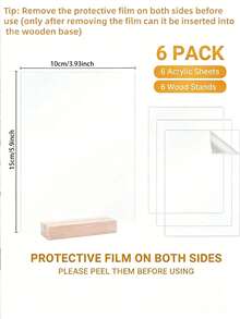 3 Packs Clear Acrylic Place Cards With Wooden Base - 3.9 * 5.9 Inch Blank Rectangle Table Number Signs Wedding Seating Guest List Cards For Party Banquet Menu Holder Desktop Display Stand - Multicolor - View 13