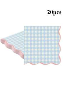 20/60/80/100pcs Disposable Pastel Gingham Napkins 4 Colors Pastel Scalloped Edge Tissue Thick 2-Ply Paper Disposable Gingham Napkins For Party Dinner Birthday Celebrations 5 X 5 Inches - View 20