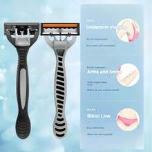 Maquinillas de afeitar manuales de 3 capas para hombres, maquinilla de afeitar clásica, hojas de repuesto con protector de piel, hojas de afeitar cómodas - Multicolor - Ver 5
