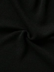 黑色蕾絲掛脖針織上衣，不對稱下擺，性感外穿或內搭穿搭 - 黑色 - 查看 9