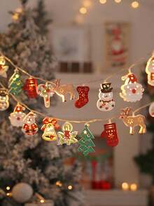 30/10 LED Santa Claus String Lights With Festive Iron Frame, Battery Powered, Ideal For Christmas Tree, Window Display, Fireplace Mantel, Holiday Party And Cozy Home Decor - Multicolor - View 5