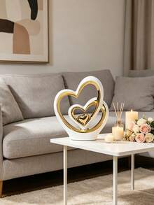 Luxury Acrylic Electroplated Gold Heart-Shaped "Love" Creative Home Decor Heart Sculpture Love Statue, Suitable For TV Stand, Entryway, Desk, Christmas Thanksgiving Gift, Office Decoration, Exquisite Craftsmanship, Living Room Bedroom Room Decor Accessory - A - View 4