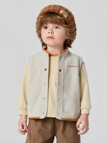 mini bala Anti-Static Fleece Vest Kids Baby Lightweight Thermal Inner Layer Autumn Soft Warm Base Vest - White Coffee Color - View 1
