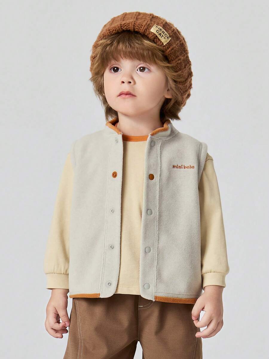 mini bala Anti-Static Fleece Vest Kids Baby Lightweight Thermal Inner Layer Autumn Soft Warm Base Vest - White Coffee Color - View 1