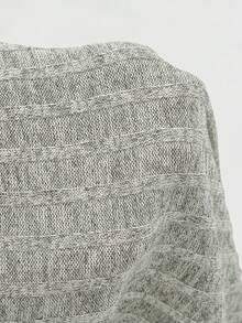 秋冬女款 2 合 1 針織底層上衣，甜辣風修身蕾絲內層短版上衣 - 淺灰色 - 查看 5