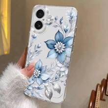 1件 Ins 風格清新木槿花葉素色圖案太空殼防滑軟手機殼，適用於 iPhone 11/12/13/14/15/16 Pro Max - 彩色 - 查看 3